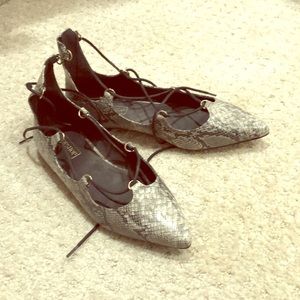 Faux Snake skin Topshop pointy toe flats .